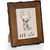 Axeman Rustic 6x8 Picture Frame|Natural Solid Wood 6 x 8 Photo Frame with Live Bark Edges|Tempered Glass|6 by 8 Vintage Frame for Tabletop or Wall Display|Farmhouse Countryside Decor