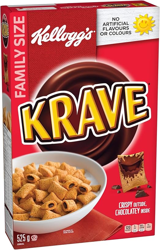 Kellogg's Krave Chocolatey Cereal Family Size 525 grams Amazon.ca Grocery