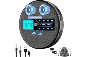 M-Amazup CD Player Portable, Rechargeable Portable CD Player with Dual Speakers and Anti Skip,CD,USB,AUX,LCD Display,Backlit Button,5 EQ,A-B Repeat,10 Speeds for Home Car Fabric, Black
