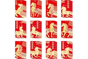 36PCS Red Envelopes Chinese New Year, Lunar New Year Red Envelopes with 12 Unique Gold Embossed Designs, Lucky Money for Year