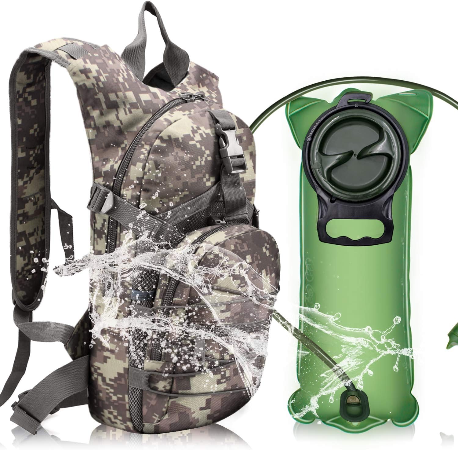 YONLE Tactical Hydration Pack Backpack Water Backpack with 2.5L Bladder for Hiking Biking Running Walking and Climbing
