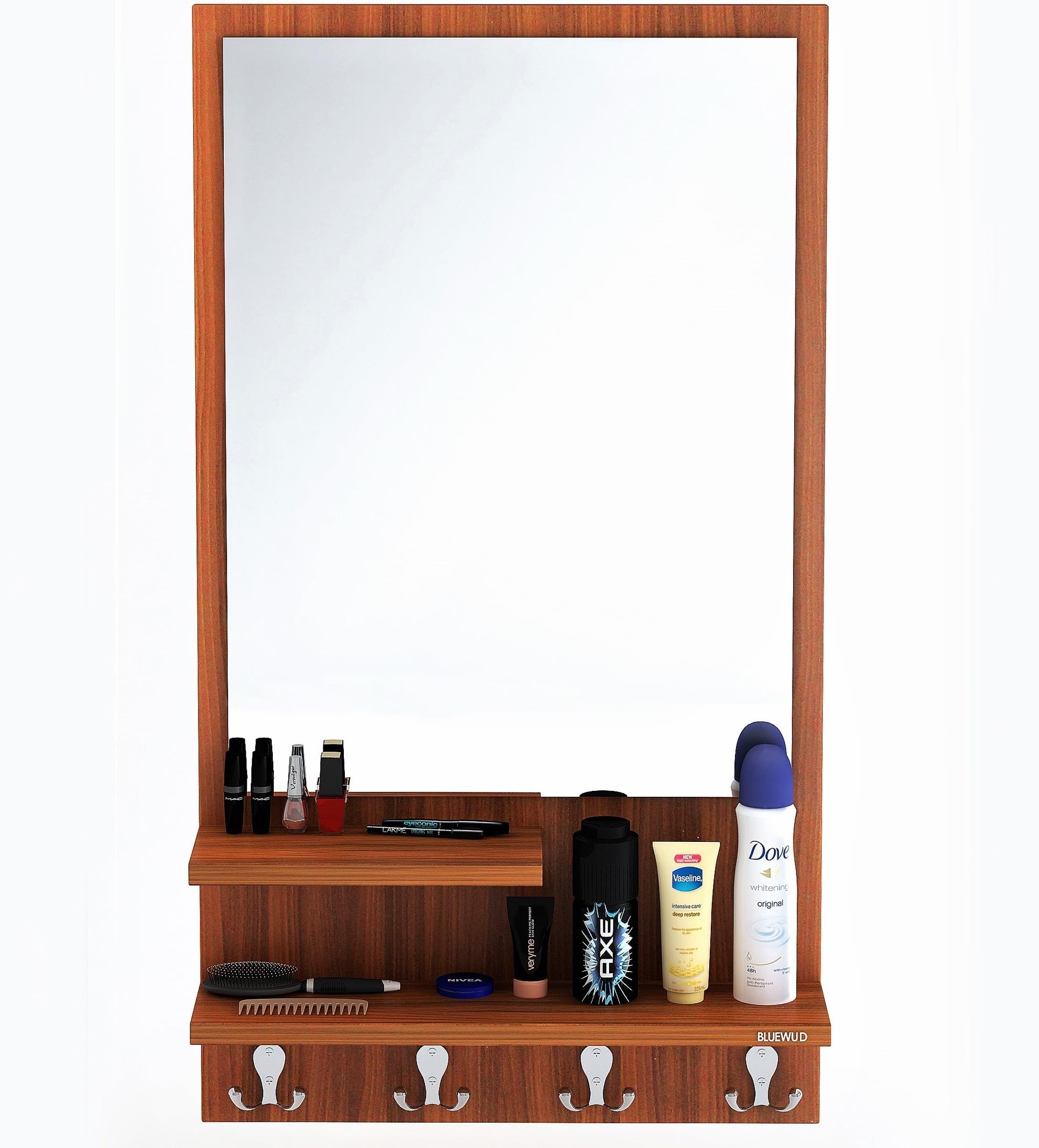 Wudville Danilo Dressing Table with Shelves, Mirror and Hanging Hooks (Wenge)