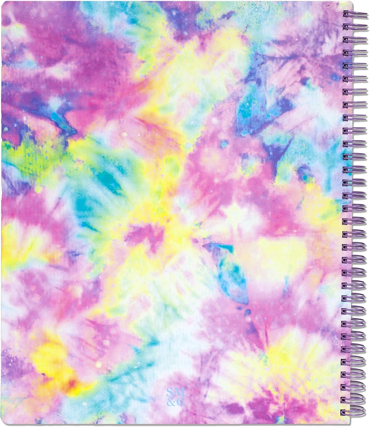 Steel Mill & Co Cute Large Spiral Notebook College Ruled, 11" x 9.5" with Durable Hardcover and 160 Lined Pages, Tie Dye : Office Products