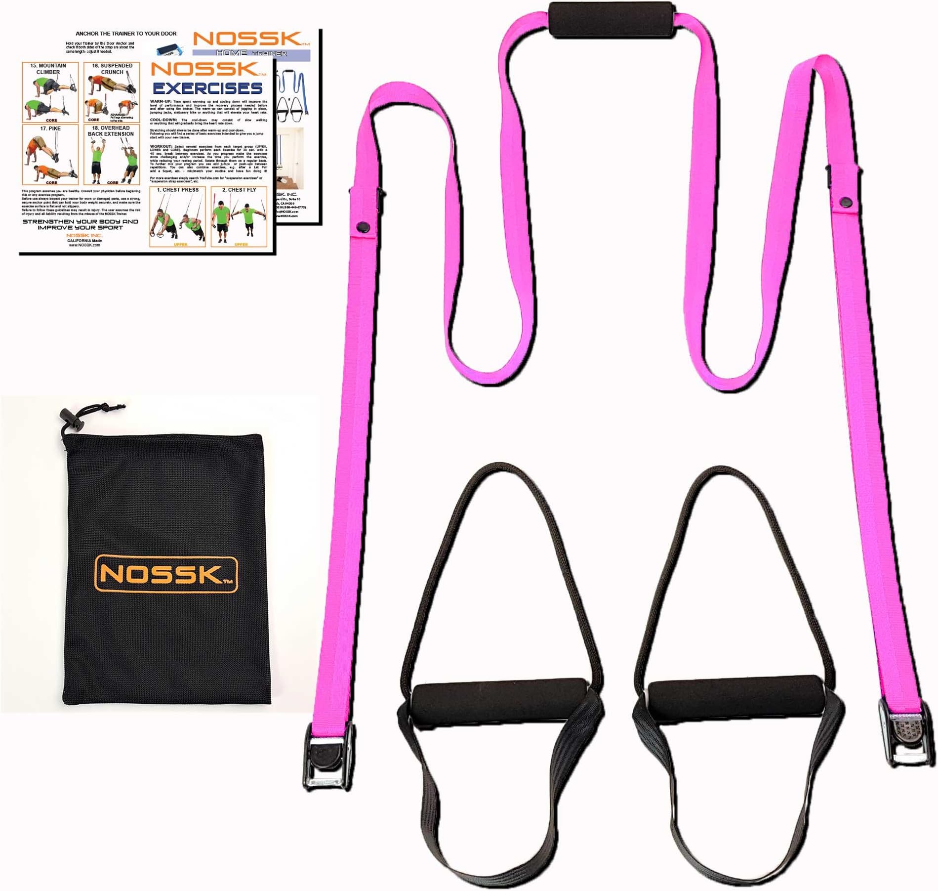 NOSSK HOME Suspension Bodyweight Fitness Trainer (pink)
