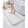 Disolla White Bathroom Rugs 24x48 Non Slip Fluffy Bath Mat for Bathroom Floor Washable Plush Luxury Bath Rug for Tub Soft Shaggy Absorbent Shower Sink Mat