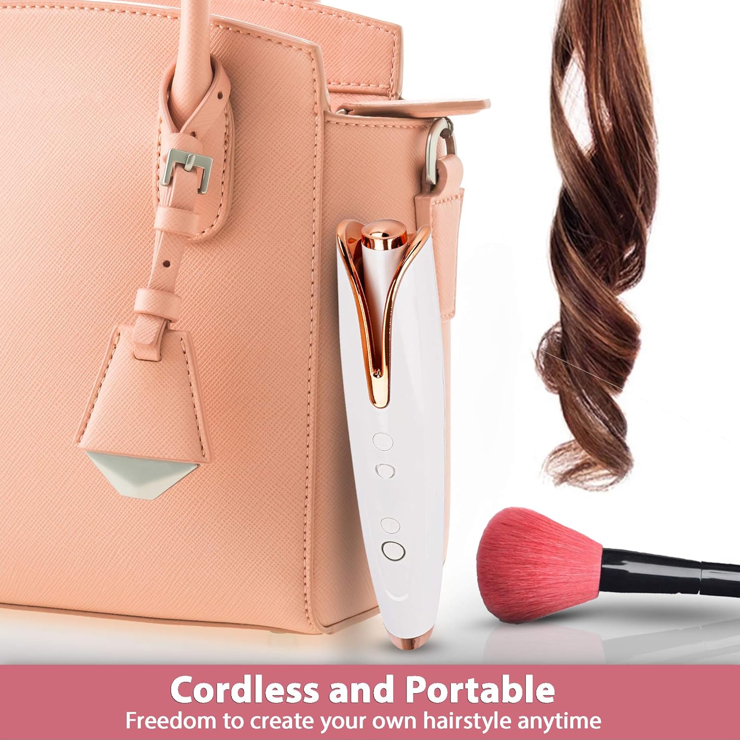Automatic Cordless Hair Curler That Gives You Brilliant Beautiful Natural Curls, Light Weight Portable Curling Iron Allow You to Style Anytime Anywhere 4 Temperature Setting for Different hairstyling: Health & Personal Care