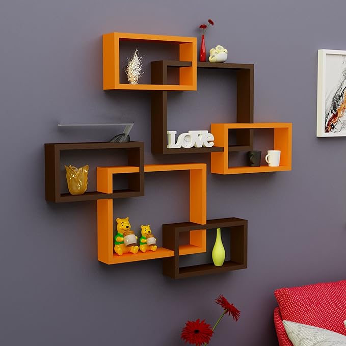 Santosha Decor MDF Wall Decoration Shelf Rack Intersecting Floating