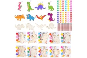 JOTIKO 24 Pack Dinosaur Party Favors Painting Toys – Kids Birthday Goodie Bag Filler Pinata Stuffers Classroom Prizes Exchange Gifts, Dinos Wood Keychain Paint Kits Arts and Crafts for Kids Girls Boys