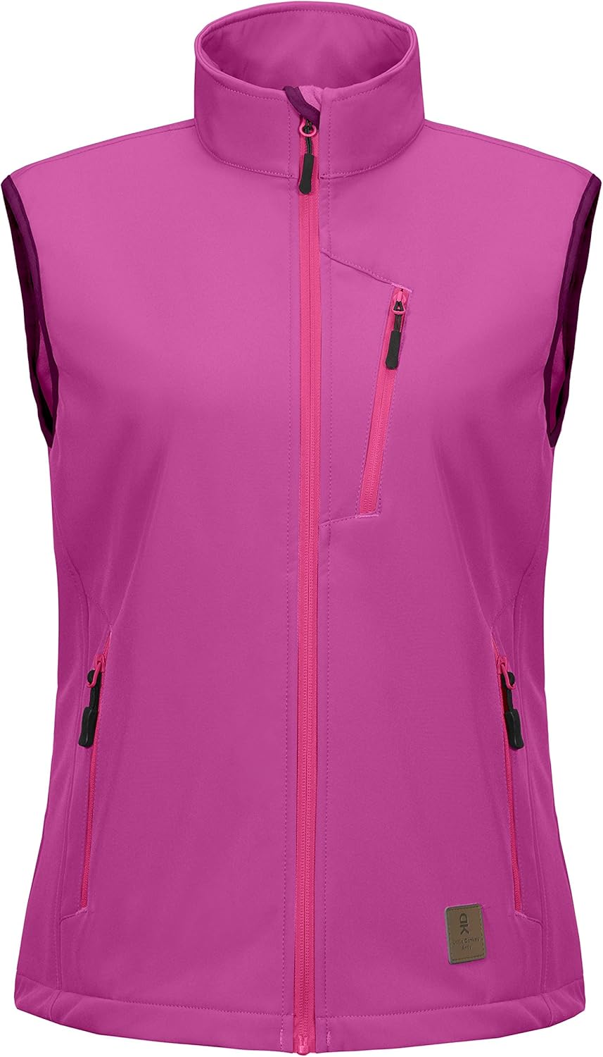 Little Donkey Andy Women's Lightweight Fleece Lined Softshell Vest Windproof Sleeveless Jacket for Hiking Travel Golf: Clothing