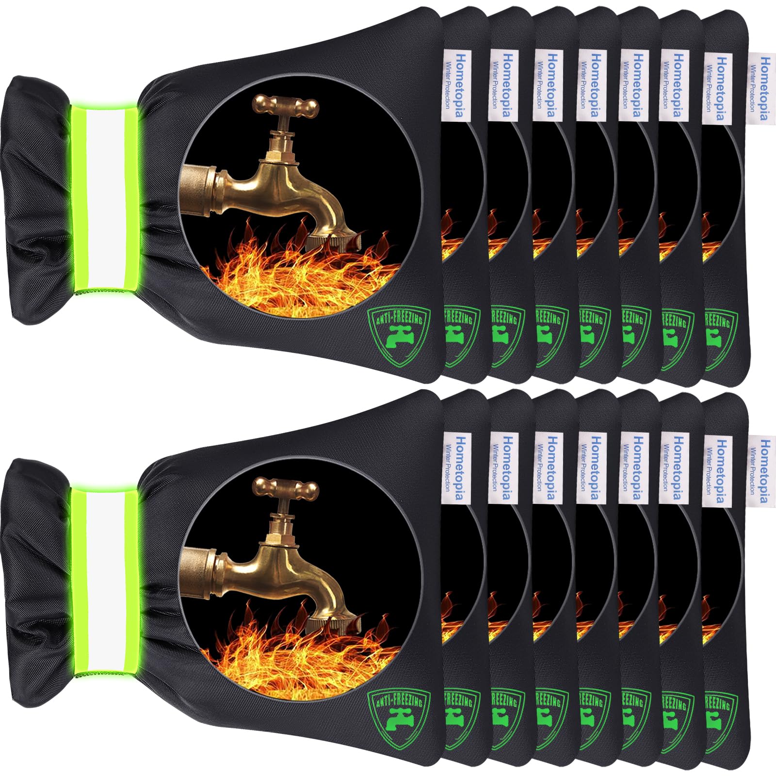 16Pack Outdoor Faucet Covers for Winter - 6.1"W x 8.3"H Outside Hose Bib Spigot Covers Protector Socks for Winter Freeze Protection Insulation Reusable Waterproof Insulated backflow Cover,Black Image