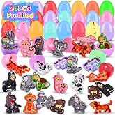KissFree 24PACK Prefilled Easter Eggs with Animal Pop Toys, 2.75inch Easter Eggs Filled with Toys, Easter Basket Stuffers, Filled Easter Eggs for Kids