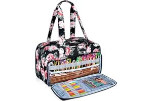 CURMIO Yarn Storage Bag, Knitting Tote Bag for Crochet Hooks, Knitting Project and Accessories, Ideal for Crochet Beginners a