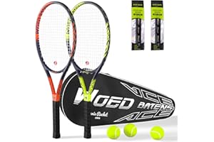 WOED BATENS Pro Tennis Racket for Adults, 2 Player 27 inch Speed Tennis Racquet Acceptable for Beginner and Professional with 3 Tennis Balls, 2 Vibration Dampes, 2 Overgrips, Tennis Bag