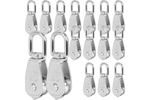 LISHINE 16 Pcs Stainless Steel Single M20 Pulley Block Small Pulley Wheels Rope Roller Pulley Crane Pulley Block Swivel Pulley System for Lifting Heavy Objects