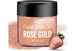 LIMINO Edible Glitter - 30g Edible Luster Dust Metallic Food Grade Coloring Glitter for Drinks, Baking, Cake Decorating - Edible Dust Powder Shimmer Sprinkle Powder for Icing, Cocktail, Candy (Rose Gold)