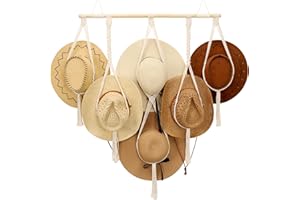 ZYP Macrame Hat Hangers Boho Hat Rack for Wall Hat Holder Display Organizer Bobo Hanging Hat Organizer Storage for Wide Brim Hats