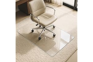 VASUHOME Heavy-Duty Tempered Glass Chair Mat, 31 x 48 Inch Large Office Floor Mat for Carpet or Hardwood Floors, 1/5" Thick with 12 Anti-Slip Pads