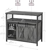 VASAGLE Sideboard Kitchen Cabinet with Sliding Doors 33x100x80 cm Stone Grey view 6