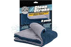 Chemical Guys Clean Stroke Dual-Sided Microfiber Glass Towels - 16 x 16 Premium Streak-Free Cloths for Cars, Trucks, SUVs - Scratch-Free, Lint-Free Detailing Towels for Clear Glass & Mirrors (2 Pack)