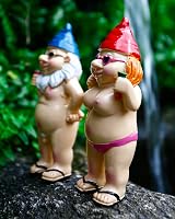 Senders Garden Gnome 2Pcs Naughty Funny Resin Statue Outdoor Lawn Decor view 6