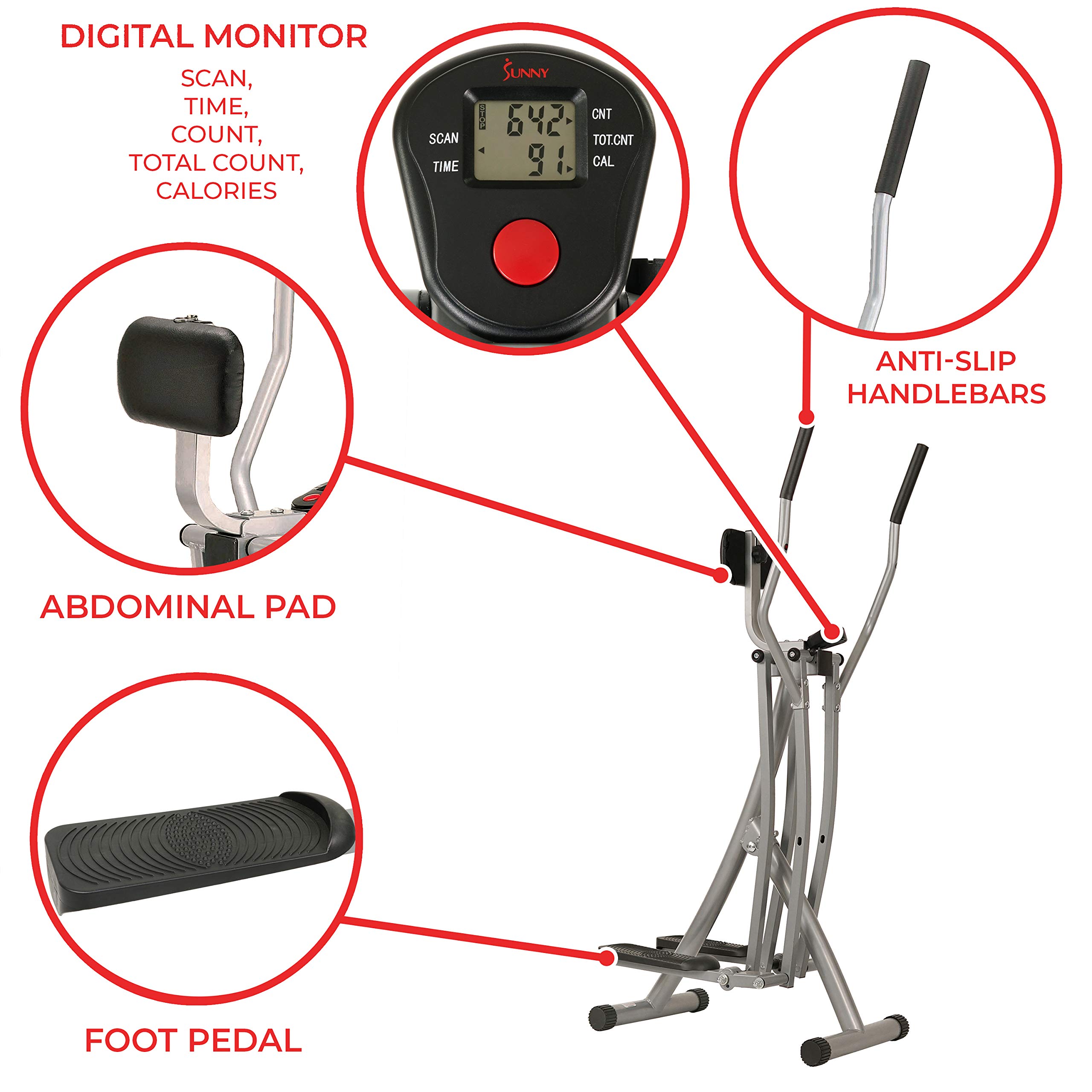 Sunny Health & Fitness SFE902 Air Walk Trainer Elliptical Machine