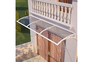 DAWNINGHOMM Awning for Door Entrance with Drainage, 40x120 Inch Awnings for Doors Exterior, Polycarbonate Cover with Plastic Steel Bracket, UV Rain Snow Protection Window Awnings Exterior for House, Porch, Patio