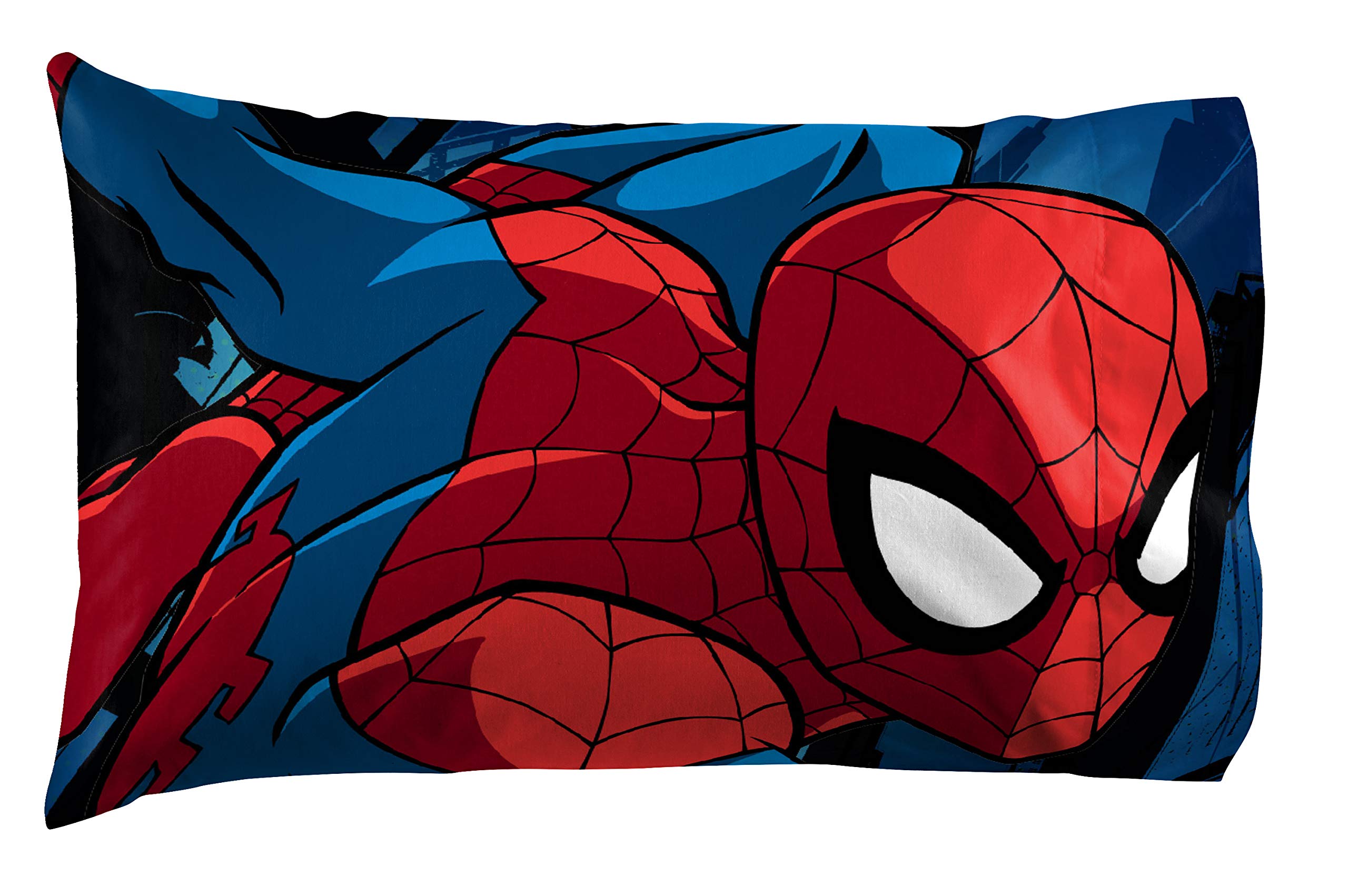 Jay Franco Kids Sheet Set with Fitted, Flat Sheets & Pillow Cover - Ultra-Soft Bedding with Pillowcase for Room Decor, White - Spiderman, 4 Piece Full