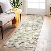 Lansny Modern Abstract Runner Rug, 2x6 Feet, Beige, Faux Wool, Machine Washable, Non-Slip, Soft, Kid & Pet Friendly