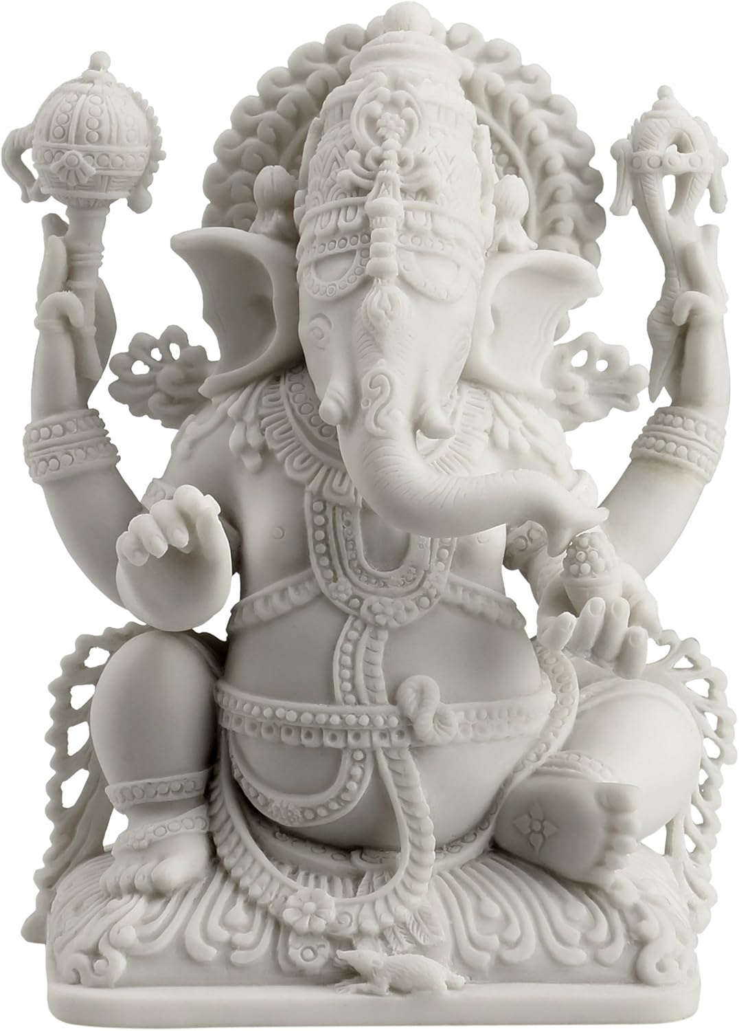 JFSM INC Rare Ganesh Lord of Prosperity & Fortune Statue White Finish