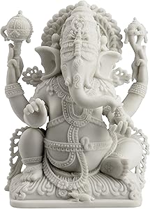 JFSM INC Rare Ganesh Lord of Prosperity & Fortune Statue White Finish