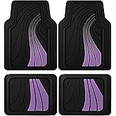 Road Comforts Car Floor Mats Full Set – Front & Rear Car Floor Mats with Aluminum Design, Anti-Slip Backing, All-Weather Protection, Trim-to-Fit Car Mats for Most Sedans, SUVs & Vans - Purple