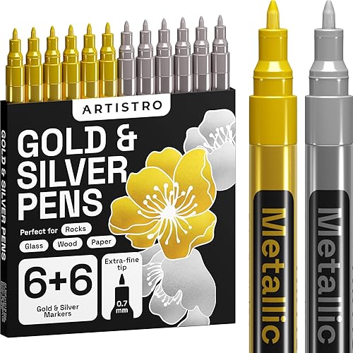 ARTISTRO 12 Oil-based Gold Silver Paint Pens- Extra-Fine