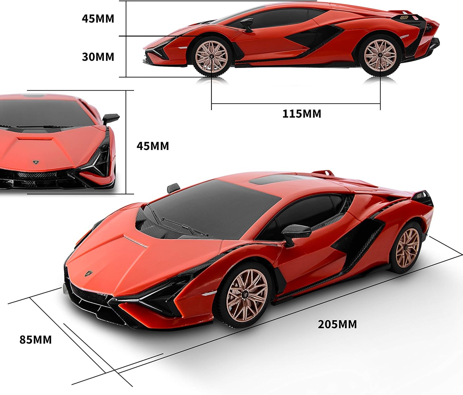 BEZGAR X RASTAR Licensed RC Series, 1:24 Scale Diecast Remote Control Car Lamborghini Sián FKP 37 Electric Sport Racing Hobby Toy Car Model Vehicle for Boys and Girls Teens and Adults Gift (Red): Toys & Games