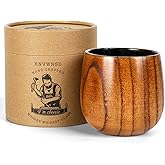 Charred Wooden Whiskey Glass, Handcrafted Wooden Old Fashioned Glass 10oz Bourbon Gifts for Men Dad Husband Brother, Bourbon Cup Perfect Gifts For Father's Day Anniversary Birthday Valentine's Day