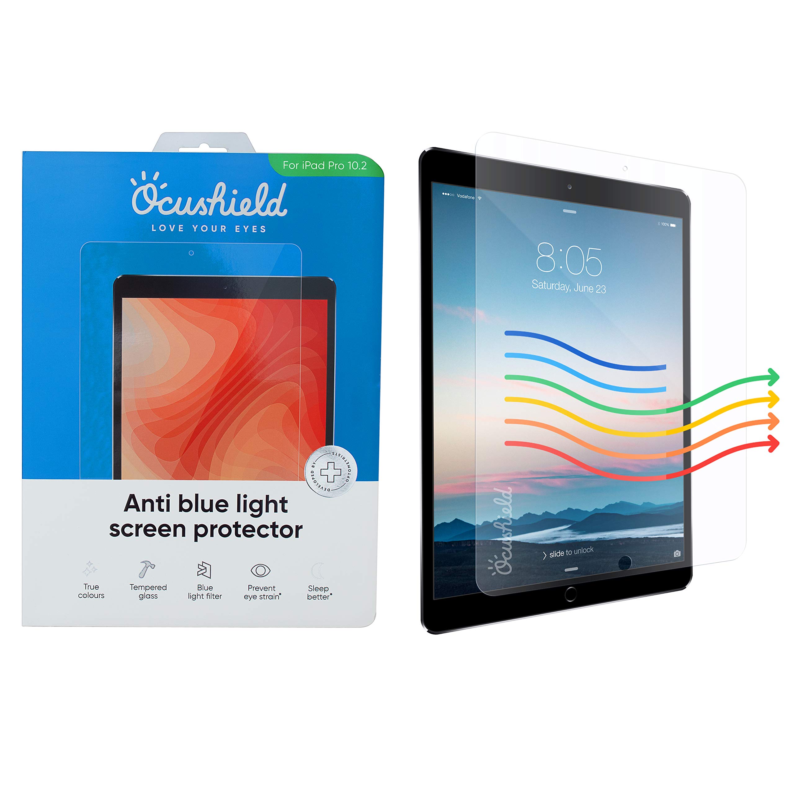 OcushieldAnti Blue Light Screen Protector for Apple iPad (2018  2020) Blue Light Filter for iPad Eye Protection Accredited Medical  Device
