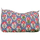 Generic Pieces Indian Handmade Cotton Quilted Handmade Floral Hand Block Print Toiletry Bag,Cosmetic Pouch Bag Makeup Bag For Women (1, Blue A), 85485