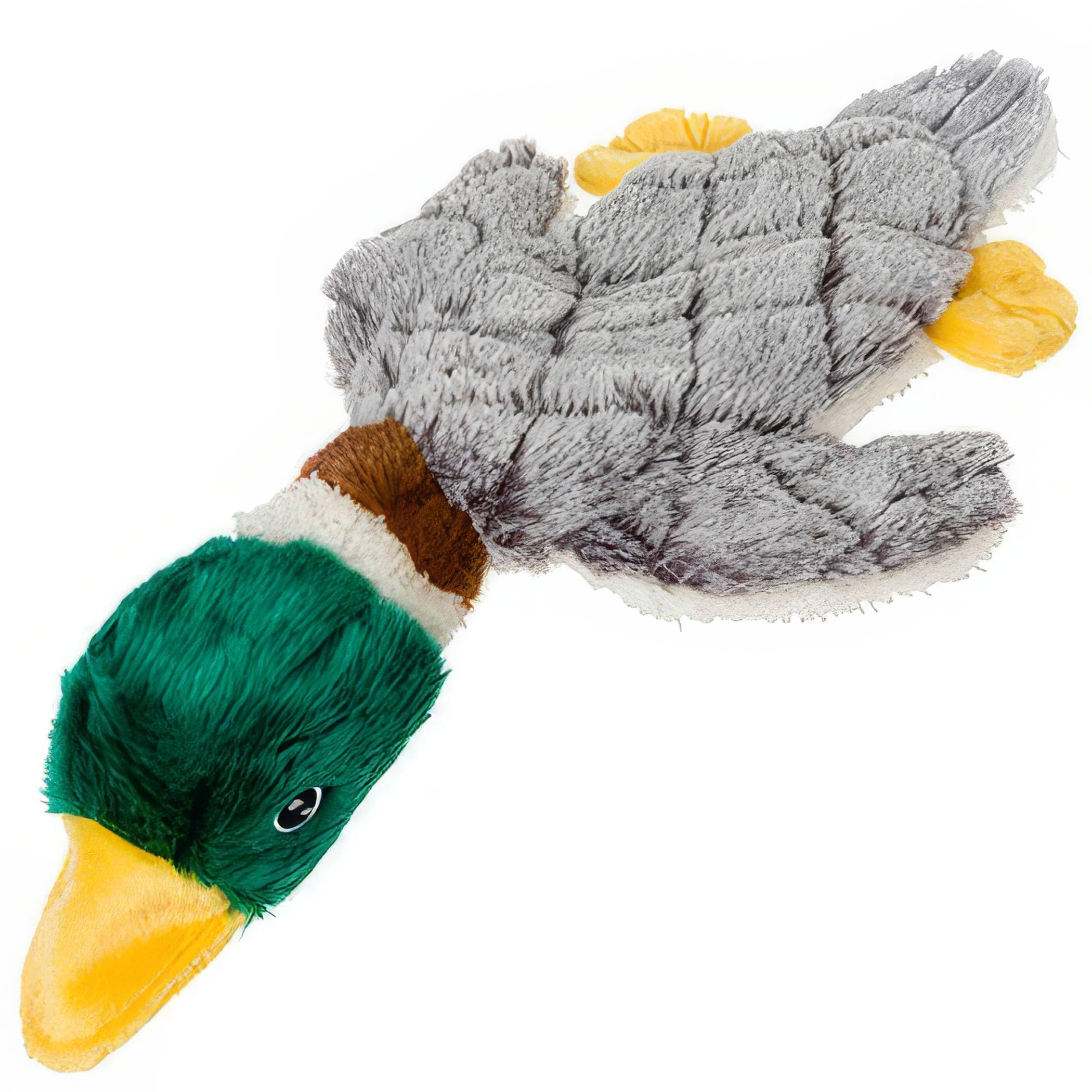 House of Paws Stuffing Free Duck Dog Toy - Durable Plush and Crinkle Material