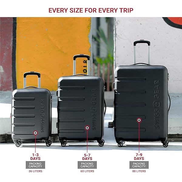 SWISSGEAR 7366 SIGNATURE HARDSIDE EXPANDABLE LUGGAGE WITH SPINNER WHEELS, TSA LOCK, CUP-HOLDER, BLACK, 2-PIECE SET (19/27)
