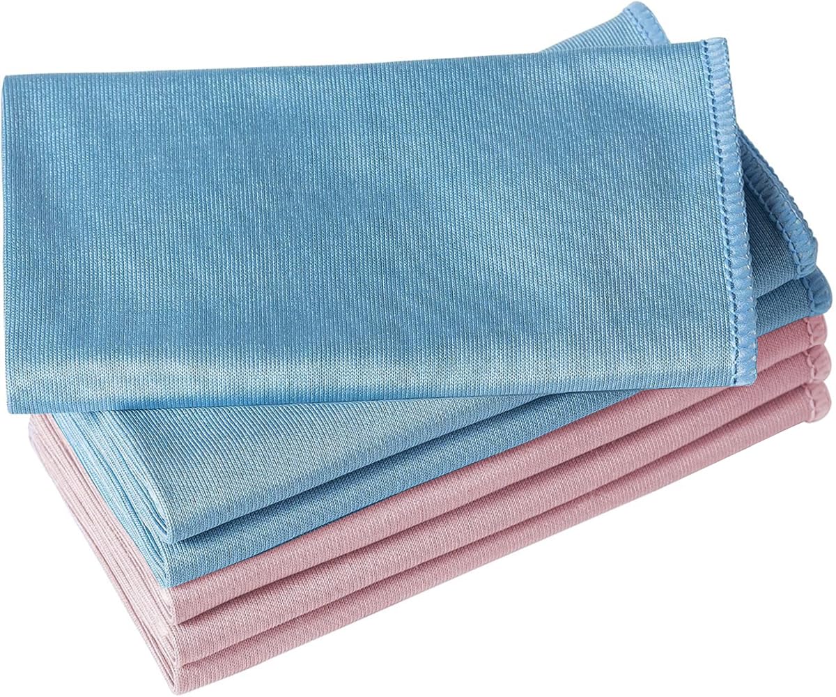 HIDMD Microfiber Glass Cloths Tea Towel Microfibre Cloths for Glass and Windows Lint Free, Pack of 6, 40 x 40 cm 15.7" x 15.7"
