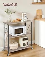 VASAGLE Kitchen Shelf on Wheels 3-Tier Serving Trolley 40x80x89 cm view 2