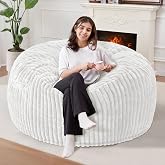 3 FT Bean Bag Chair,3' Big Bean Bag,Large Bean Bag Chairs for Adults | Comfy Beanbag Chairs with Memory Foam Filled,Soft Bean Bag Sofa with Machine Washable Dutch Corded Plush Cover-Beige