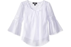 Amy Byer Girls' Bell Sleeve Top with Lace Inset