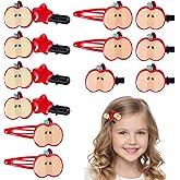 Nogeqi 12 Pcs Red Apple Hair Clips, Kawaii Fruit Hair Clips, Apple Barrettes Cute Hairclips Accessories for Women Girls Teacher Student, Thick and Thin Hairs