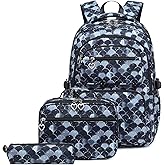 Createy 3Pcs Mermaid Backpack for Girls Backpacks Elementary Primary Middle School Bag Kids Backpack with Lunch Box Teen BookBags Set