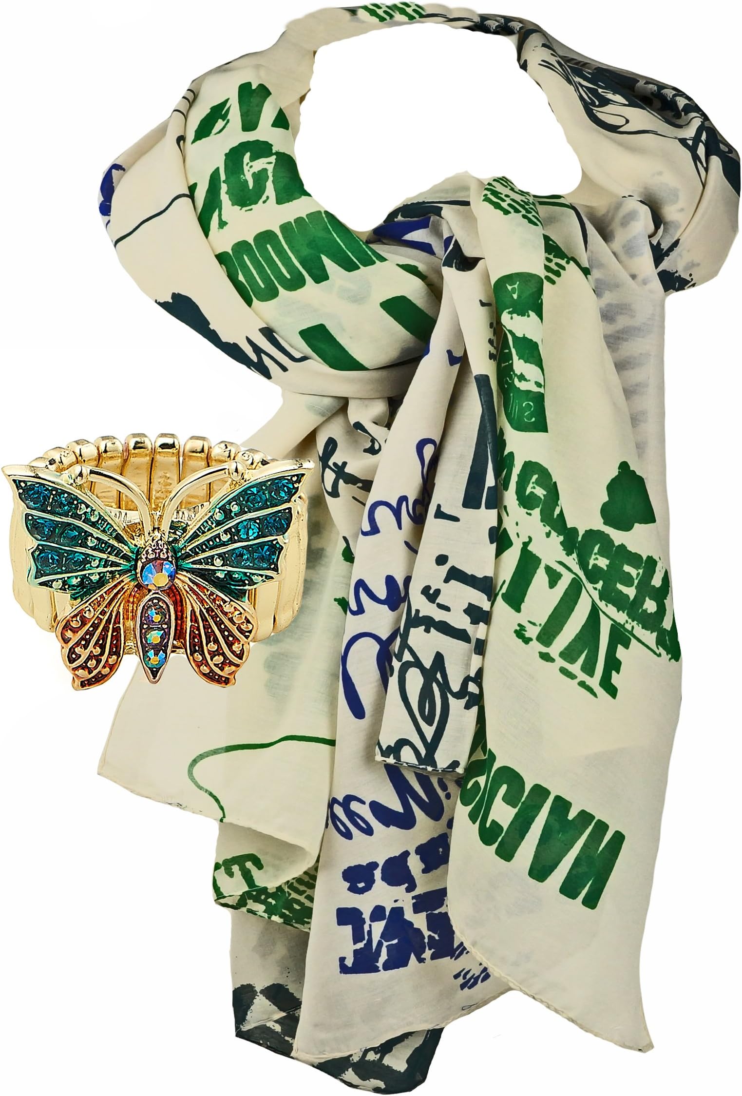 Juwe Moden Women's Neckerchief multicolour Blue Green Large