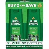 Irish Spring Original Body Wash, Cool Fresh Scent, 20 fl oz (2 Pack) | 24-Hour Fresh, Face and Body Wash, Men&rsquo;s Body Wash, Paraben-Free, Moisturizing, Retains Skin's Natural Moisture