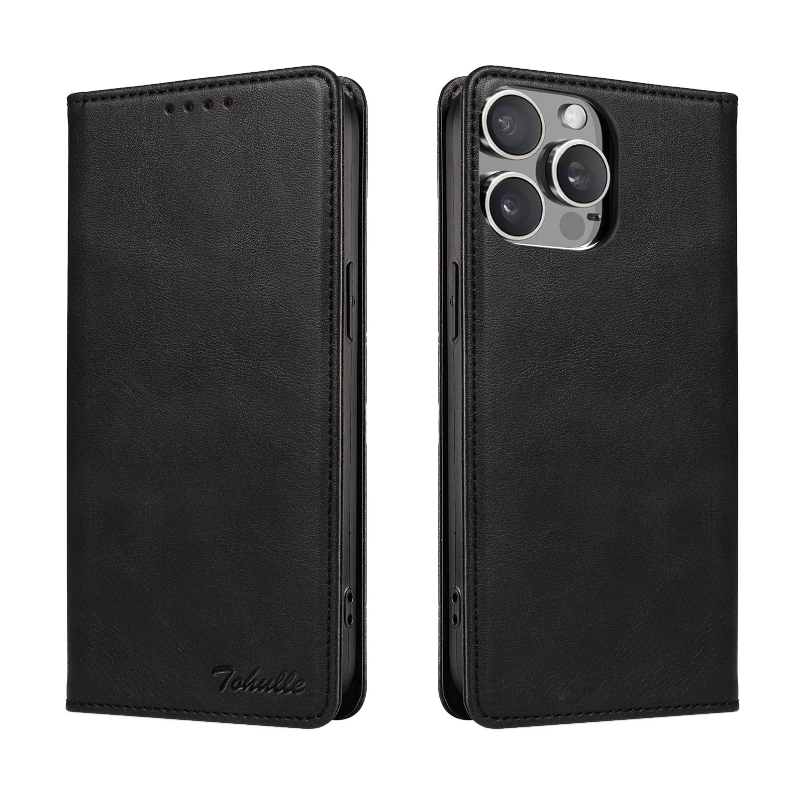 TOHULLE Case for iPhone 13 Pro Max, Premium PU Leather Wallet Case with Card Holder Kickstand Built-in Magnetic Closure Flip Folio Phone Cover for iPhone 13 Pro Max - Black — image 1