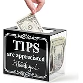 Lesnala Acrylic Tip Jar for Money Donation Cash Collection Box 6 X 4 X 5 in | Cash Storage Container for Bartender Bars Restaurants, Raffle Money Box for Musicians Events &amp; Drive