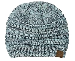 C.C BeanieTail Soft Stretch Cable Knit Messy High