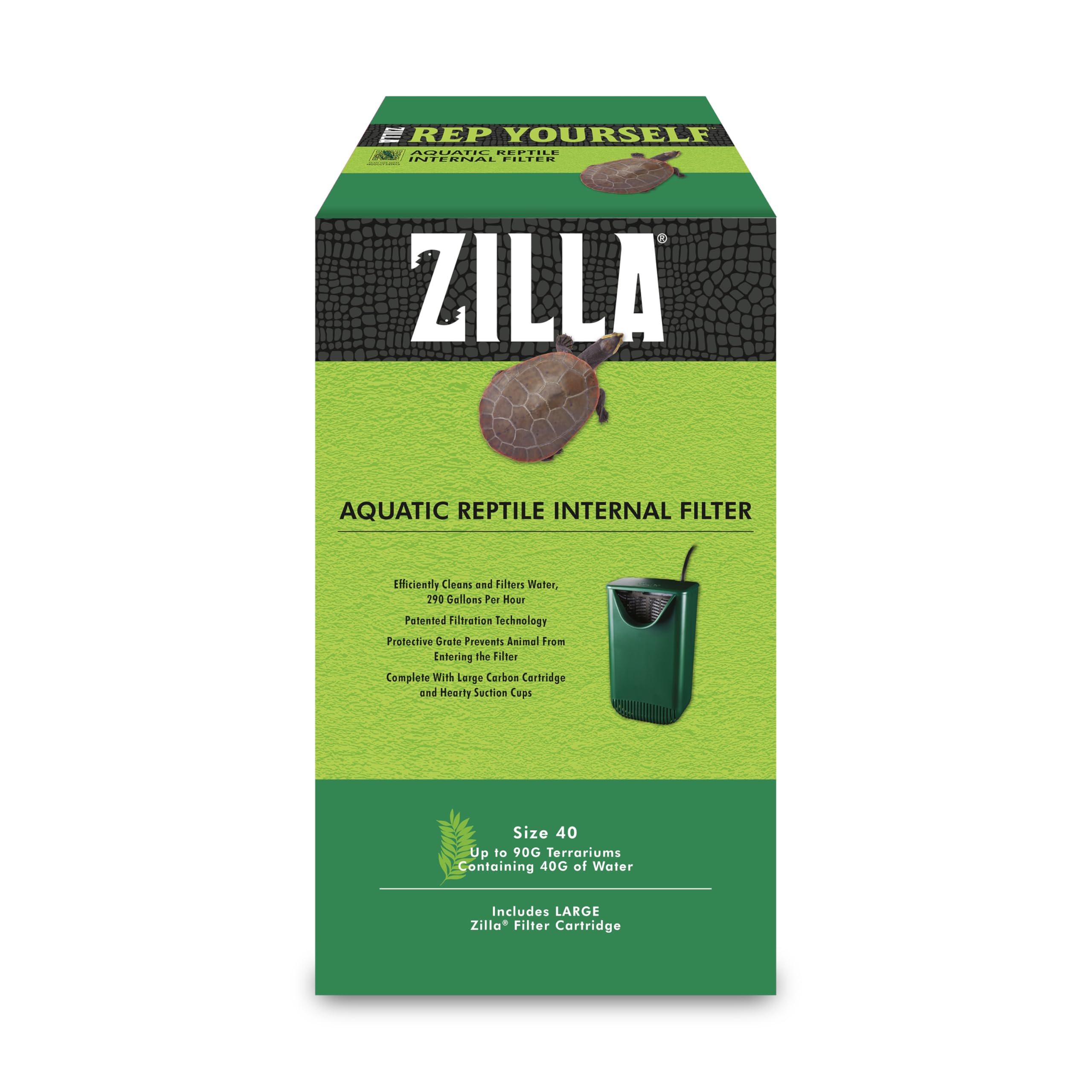 Zilla Internal Filter for Aquactic Reptiles, 40 gals.